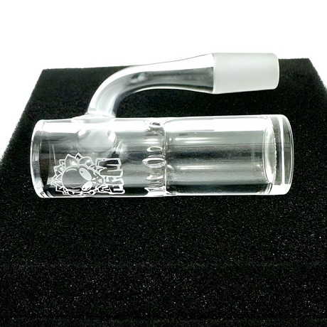 AFM Cosmos Quartz Dab Banger Set on black background, side view, showcasing clear glass and logo