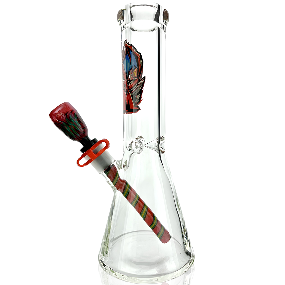 AFM 12" Anime Dragon 9mm Beaker Bong with Colored Glass and Female Joint