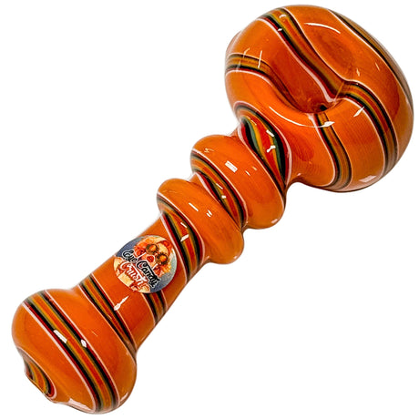 Crush Magic Genie Bottle Hand Pipe in Orange with Stripes - Compact & Carbureted