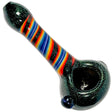 Crush Eye Candy Dichroic Glass Hand Pipe in Green with Rainbow Stripes, 4.5" Top View