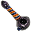 Crush Eye Candy Dichroic Glass Hand Pipe, 4.5" with Rainbow Stripes, Top View