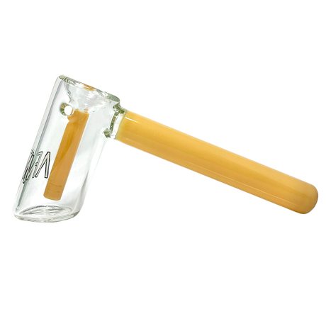 8" AFM Shooter Glass Bubbler with Yellow Accents and Showerhead Perc - Side View