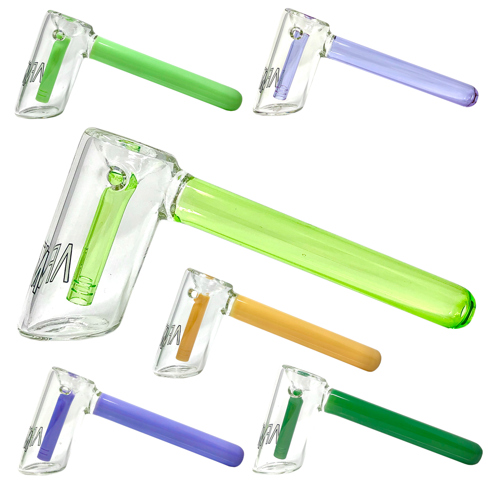 AFM 8" Shooter Color Glass Bubblers with Showerhead Perc, angled view on white background