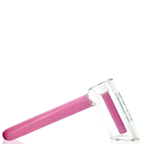AFM 8" Shooter Glass Bubbler in Pink with Showerhead Perc - Angled Side View