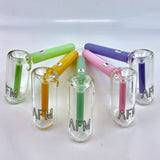 Assortment of 8" AFM Shooter Color Glass Bubblers with Showerhead Perc, angled view