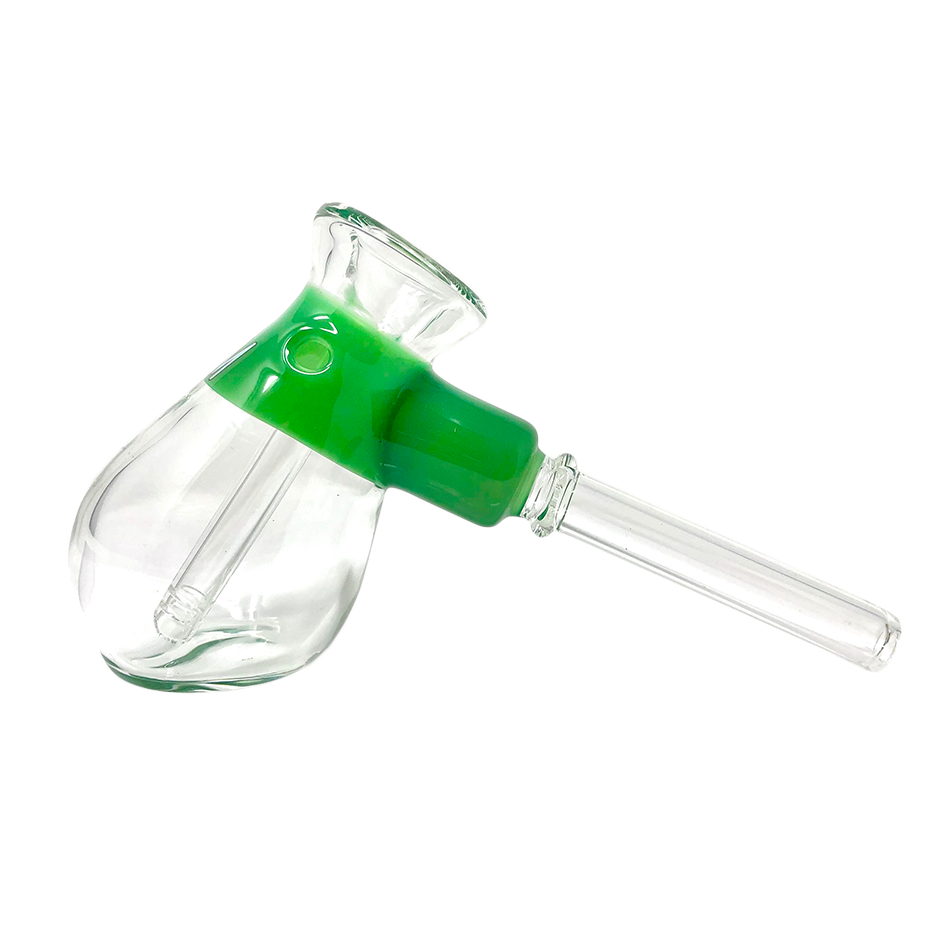 6" AFM Glass Fat Hammer Bubbler in Green, Angled Side View on Seamless White Background