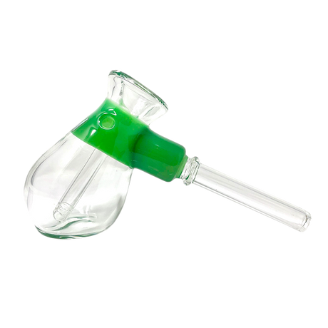 6" AFM Glass Fat Hammer Bubbler in Green, Angled Side View on Seamless White Background