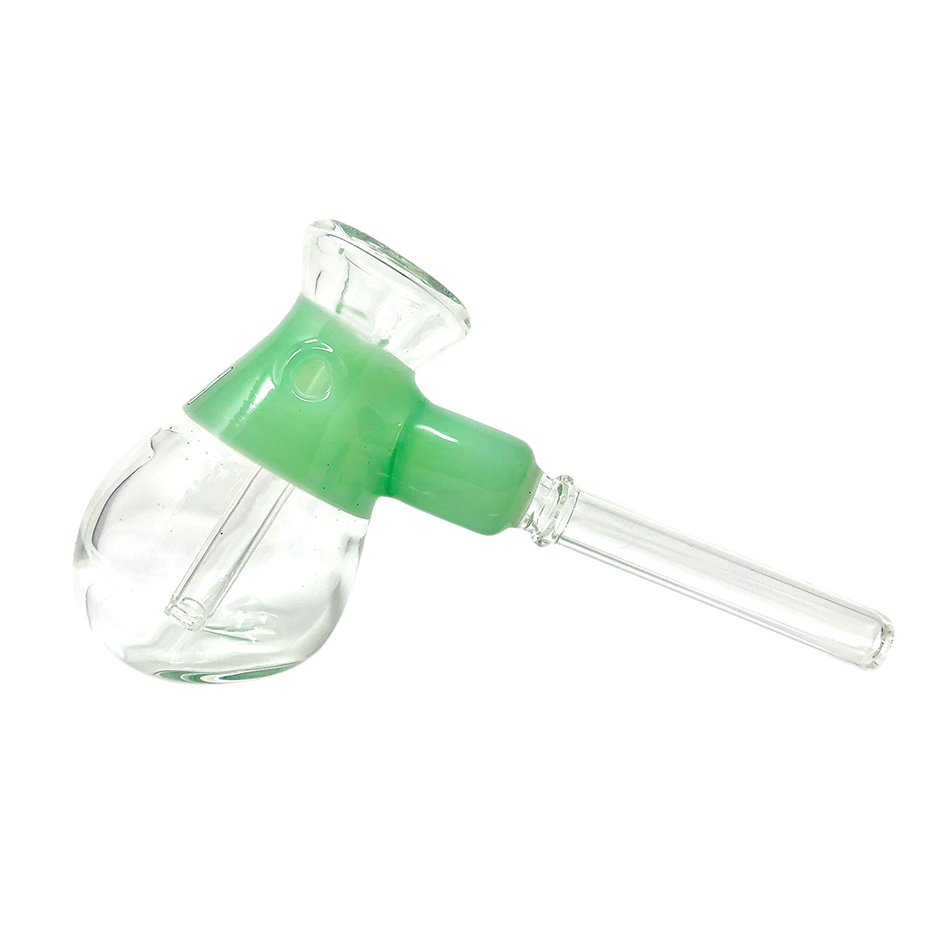 AFM 6" Fat Hammer Green Glass Bubbler, Side View on Seamless White Background