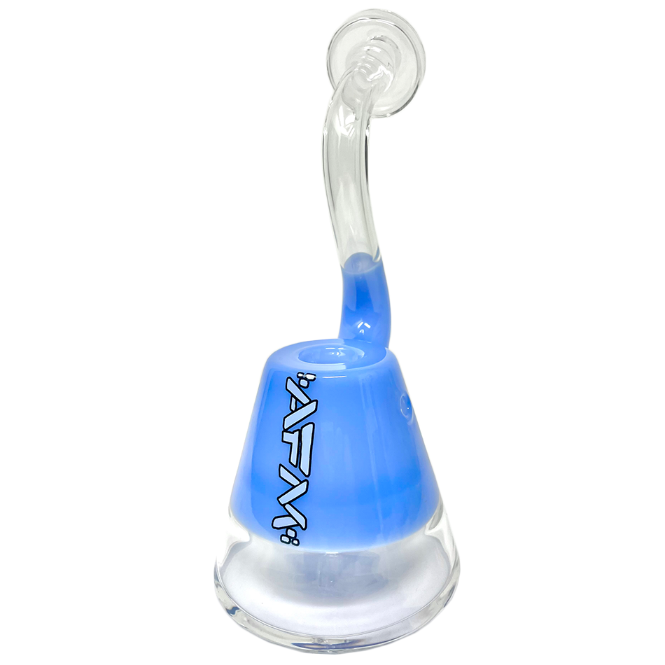 AFM 7.5" Spaceship Glass Bubbler in Blue, Front View on White Background