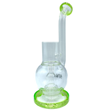 10" AFM Glass Puffco Proxy Dab Rig with Lime Accents, Bent Neck & Showerhead Perc - Front View