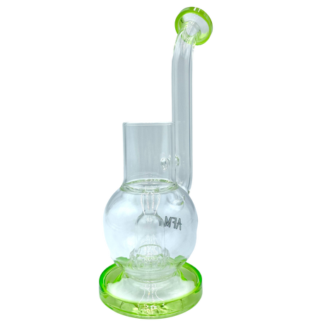 10" AFM Glass Puffco Proxy Dab Rig with Lime Accents, Bent Neck & Showerhead Perc - Front View