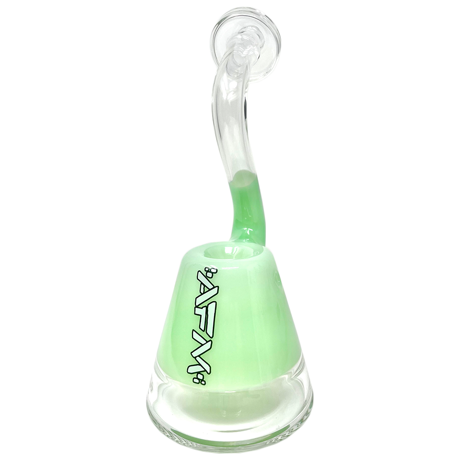 AFM 7.5" Spaceship Glass Bubbler in Mint Green with Clear Neck - Front View