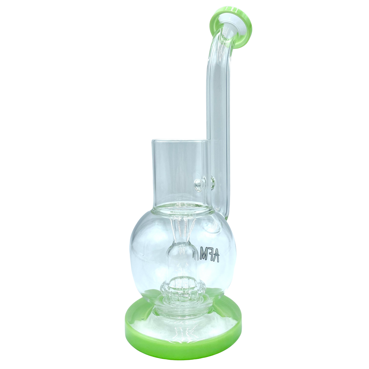 10" AFM Glass Puffco Proxy Dab Rig in Slime color with Bent Neck and Showerhead Perc