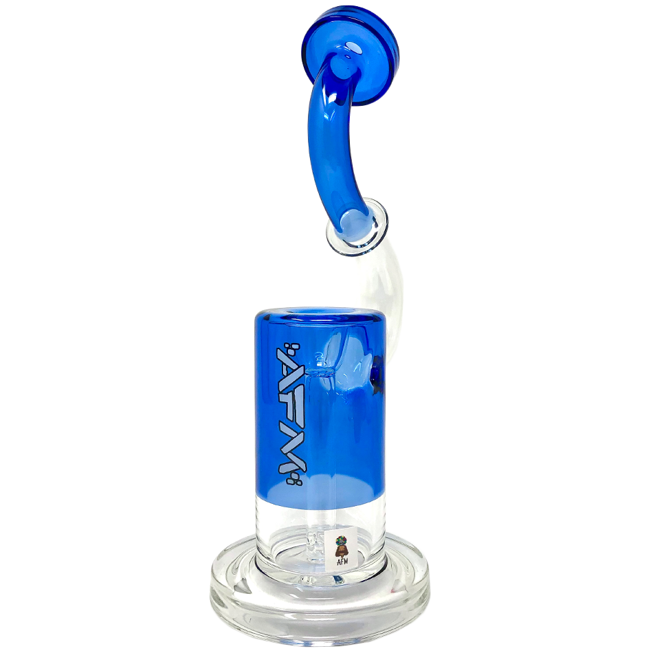 AFM 9.5" Microscope Color Glass Bubbler, Front View, Borosilicate, Blue Accents