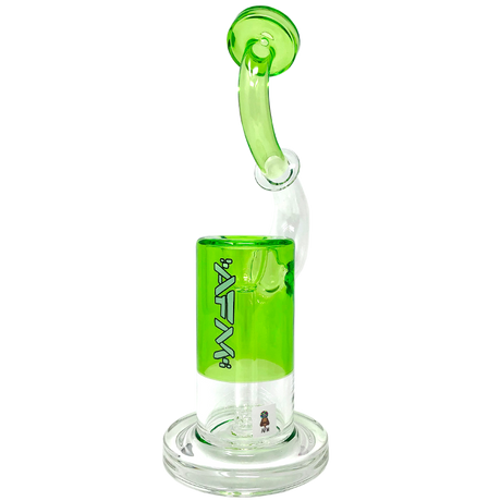 AFM 9.5" Microscope Color Glass Bubbler in Green, Borosilicate, Side View on White Background