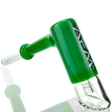 AFM Hammer Bubbler Hand Pipe, 7" Tall, Green Borosilicate Glass with Showerhead Perc, Side View