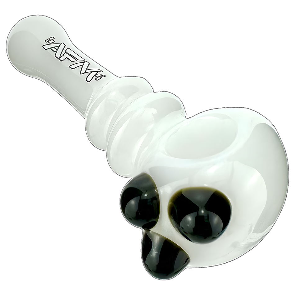 AFM Double Halo Glass Pipe in Clear with Black Accents - Top View