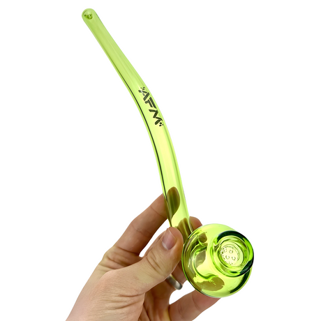 10" AFM Gandalf Glass Hand Pipe in Neon Green with Deep Bowl - Side View Held in Hand