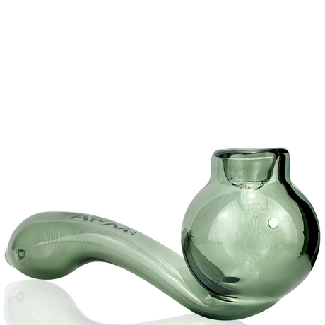 5.5" AFM Iris Glass Screen Hand Pipe in Translucent Green - Side View