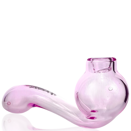 AFM 5.5" Iris Glass Screen Hand Pipe in Pink, Borosilicate Spoon Design, Side View