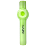 AFM 6" Lily Glass Screen Hand Pipe in Neon Green, Borosilicate Glass, Front View