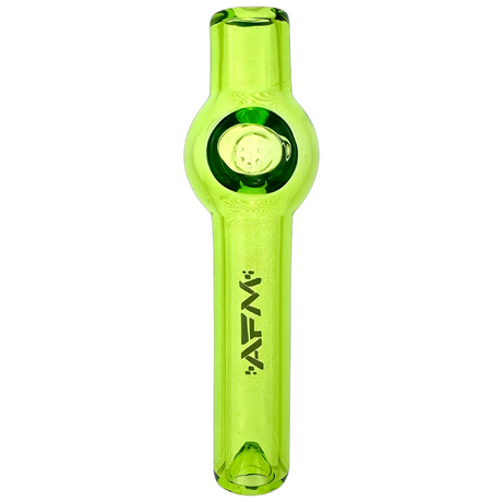 AFM 6" Lily Glass Screen Hand Pipe in vibrant green, front view on seamless white background