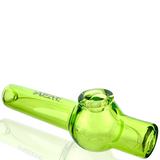 6" AFM Lily Glass Screen Hand Pipe in vibrant green with side angle view on white background