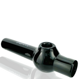 AFM 6" Lily Glass Screen Hand Pipe in black, side angle with reflective surface