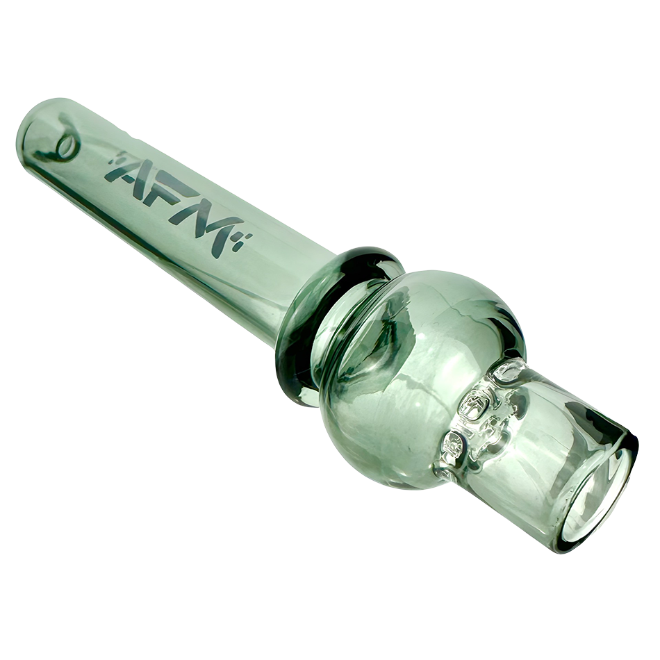 AFM 4.5" Globe Glass One Hitter Pipe in Green with Deep Bowl - Angled Side View