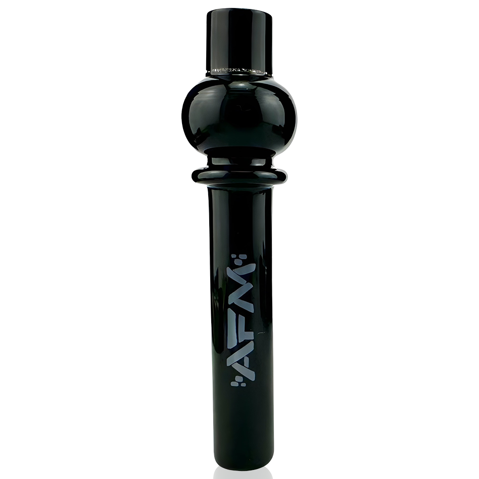 AFM 4.5" Globe Glass One Hitter Pipe in Black, Front View on Seamless White Background