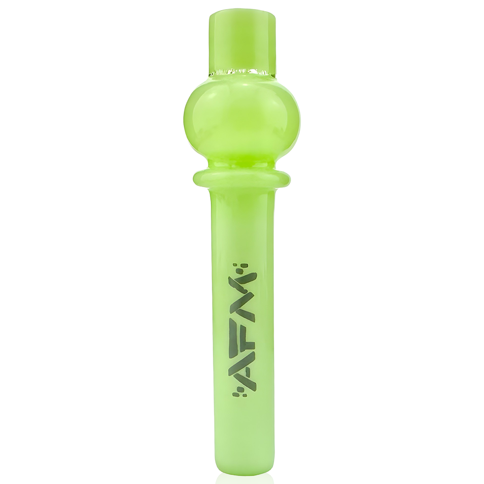 AFM 4.5" Globe Glass One Hitter Pipe in Neon Green with Black Logo - Front View