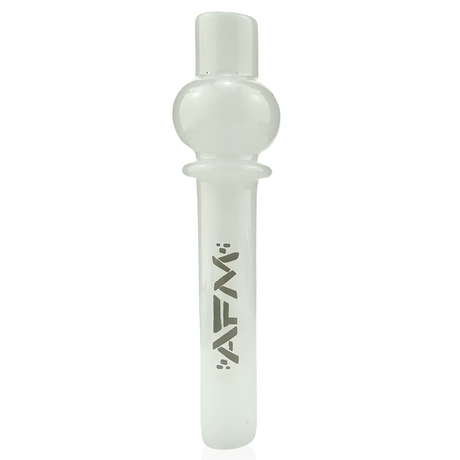 AFM 4.5" Globe Glass One Hitter Pipe in Frosted White - Front View with Logo