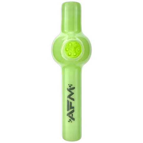 AFM 4.5" Poppy Glass Screen Hand Pipe in Neon Green with Borosilicate Glass, Front View