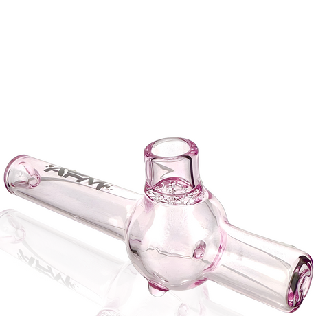 AFM 4.5" Poppy Glass Screen Hand Pipe in Pink Borosilicate, Front View on White Background