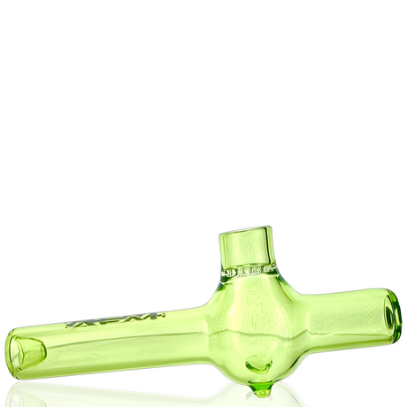 AFM 4.5" Poppy Glass Screen Hand Pipe in Green, Borosilicate, Side View on White Background