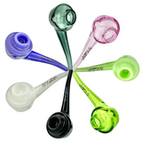 AFM Daffodil Glass Screen Hand Pipes in various colors with a top view, showcasing the deep bowls and classic spoon design.