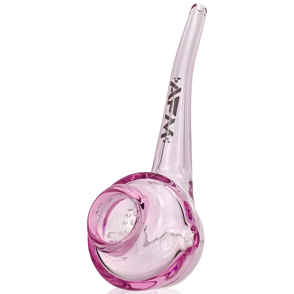 AFM 5.5" Daffodil Glass Screen Hand Pipe in Pink - Side View with Borosilicate Glass