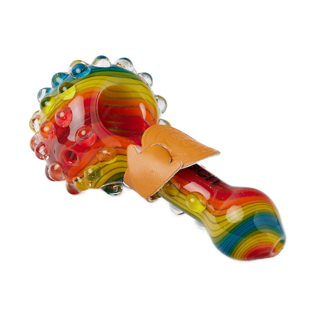 Cheech Glass 3.5" When It Rains Spoon Pipe with vibrant colored glass, side view on white background