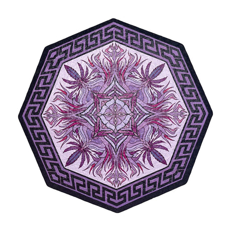 East Coasters 10" Canna Culture Dab Mat, hexagonal with intricate purple design, top view