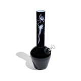 Chill Bong Neckpiece in Black Smoke with Artwork, Standard Size, Side View - Chill Steel Pipes