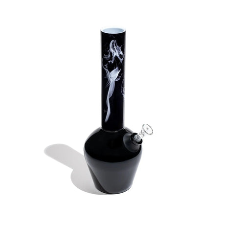 Chill Bong Neckpiece in Black Smoke with Artwork, Standard Size, Side View - Chill Steel Pipes