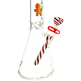 MAV Glass 18" Christmas Gingerbread Man Beaker Bong, 9mm Thick, Front View on White Background