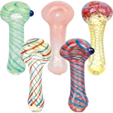 Classic Frit & Stripe Spoon Pipe | 3.5" | Assorted Designs | 40ct Bundle