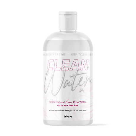 Pink Formula Clean Water 16oz bottle for glass pipes, front view on white background