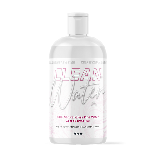 Pink Formula Clean Water 16oz bottle for glass pipes, front view on white background