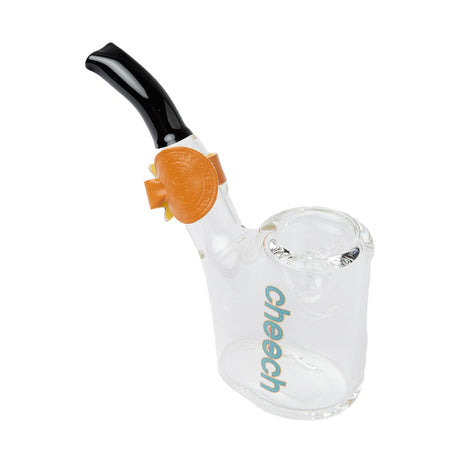 Cheech Glass 5" Sherlock Hand Pipe in Clear with Colored Accents - Angled Side View