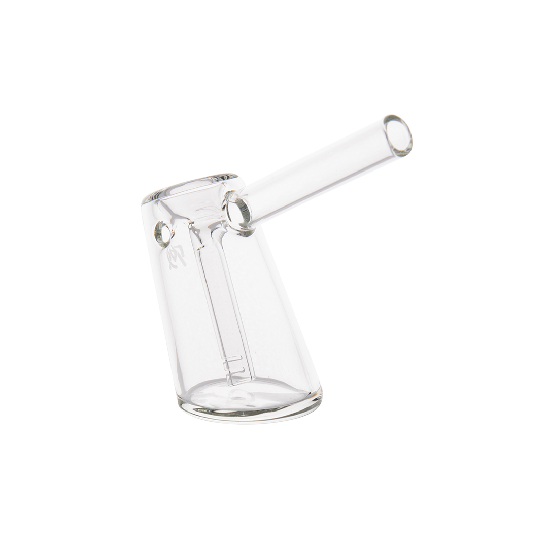 MJ Arsenal Fulcrum Bubbler made of Borosilicate, clear glass side view on white background