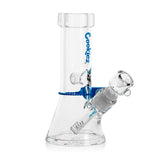 Cookies Mighty Mini Water Pipe, clear 14mm 8-inch tall beaker bong with borosilicate glass, side view