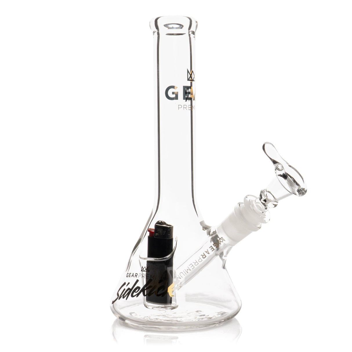 Gear Premium 9 Sidekick Mini Beaker in Clear, borosilicate glass water pipe with lighter holster