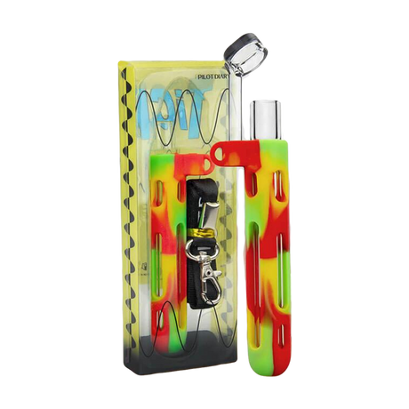 PILOT DIARY 2 IN 1 Concentrate Taster Pipe - Vibrant Rasta Colors, Tabletop View